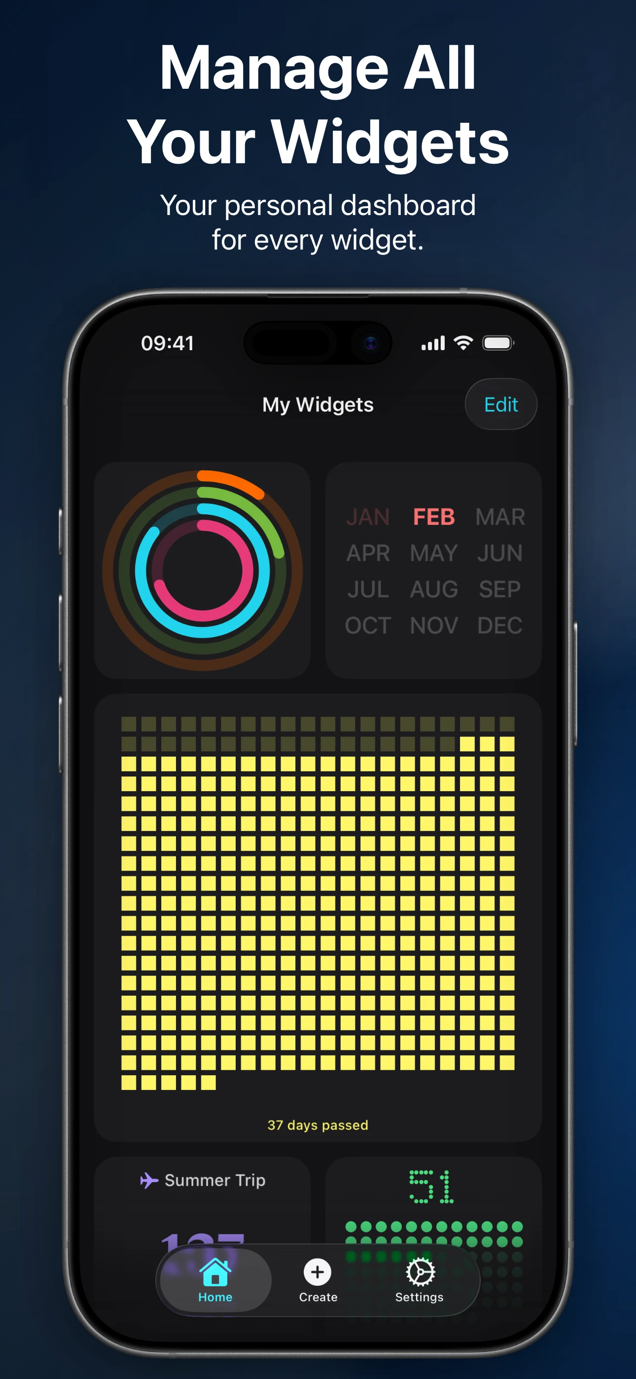 Widgetly dashboard to manage all your widgets